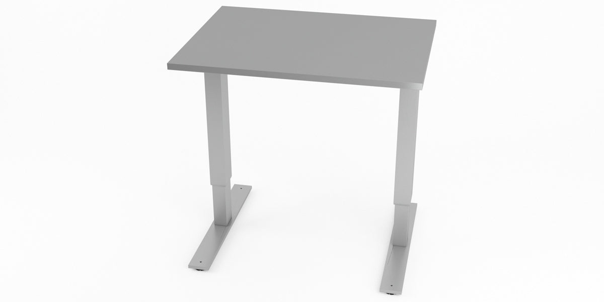 Skrivbord, rektangulärt, sidobord, T-benstativ, grå, Offix