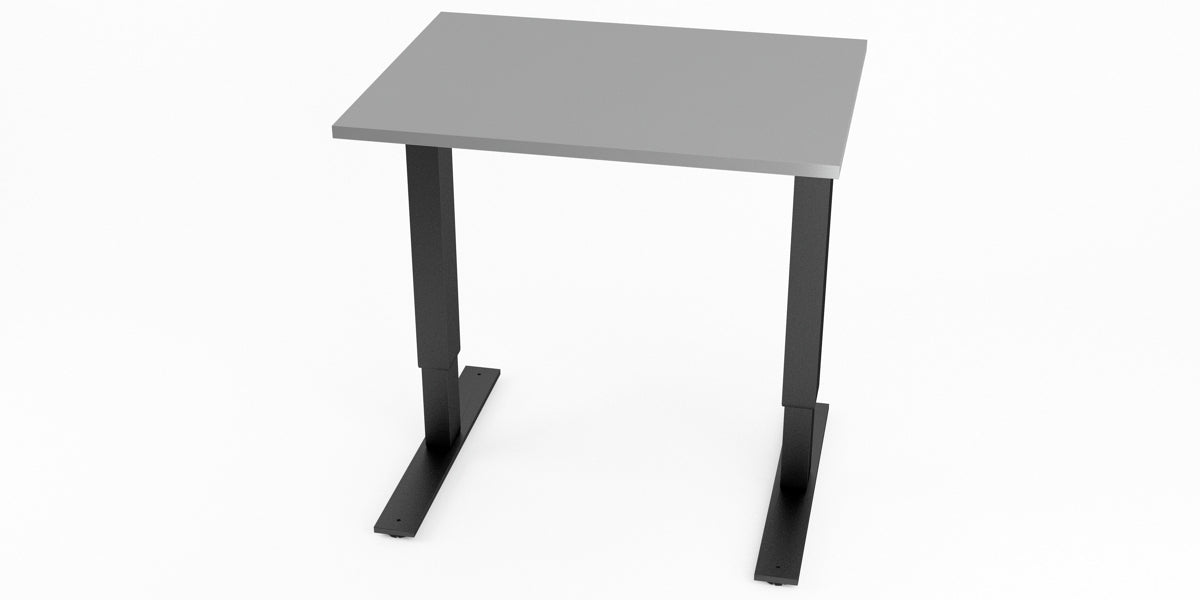 Skrivbord, rektangulärt, sidobord, T-benstativ, grå, Offix