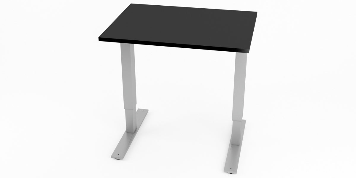 Skrivbord, rektangulärt, sidobord, T-benstativ, svart, Offix