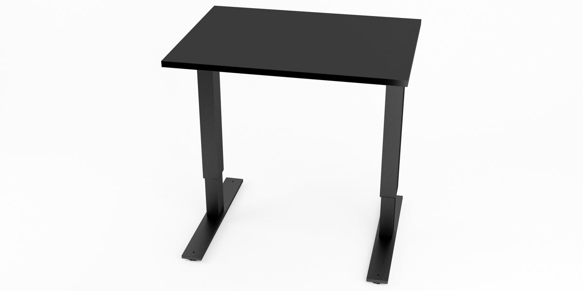 Skrivbord, rektangulärt, sidobord, T-benstativ, svart, Offix