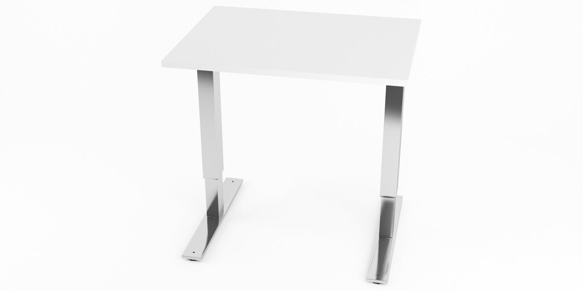 Skrivbord, rektangulärt, sidobord, T-benstativ, vit, Offix