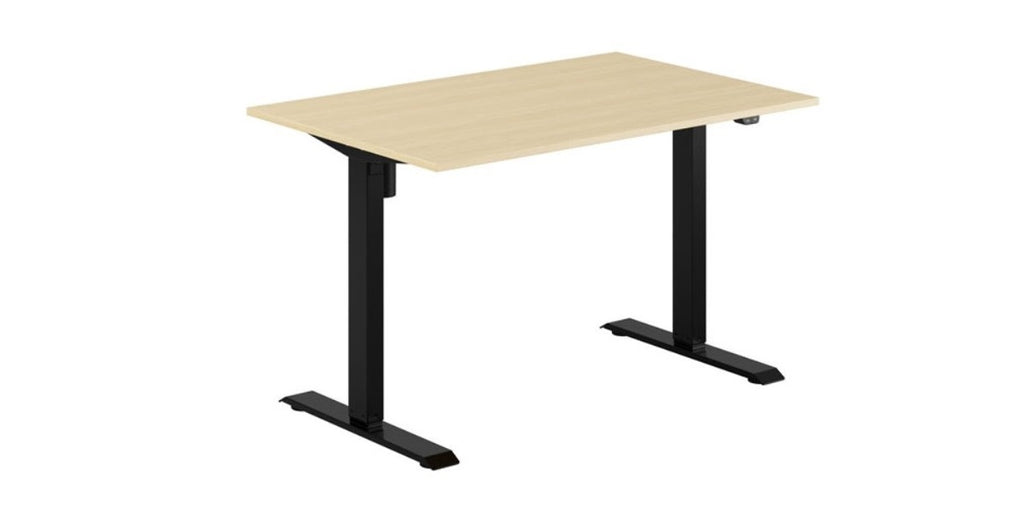 Skrivbord, höj- och sänkbart, Basic, rektangulärt, Sitt&Stå, björk, Offix