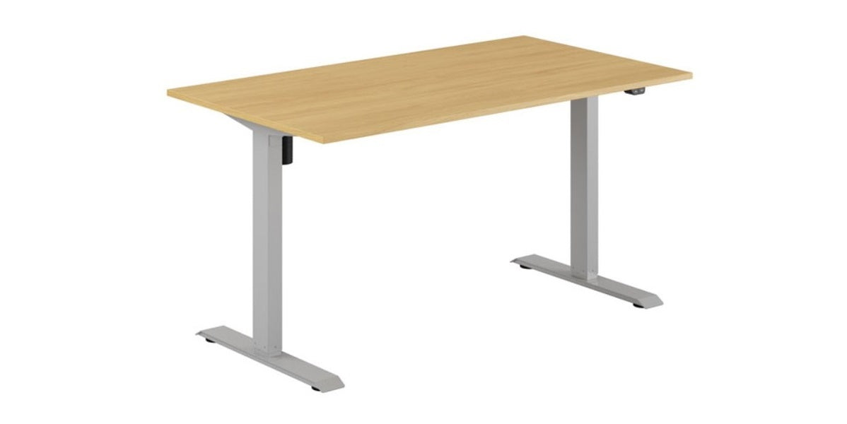 Skrivbord, höj- och sänkbart, Basic, rektangulärt, Sitt&Stå, ek, Offix