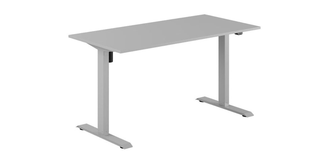 Skrivbord, höj- och sänkbart, Basic, rektangulärt, Sitt&Stå, grå, Offix