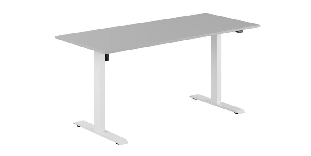 Skrivbord, höj- och sänkbart, Basic, rektangulärt, Sitt&Stå, grå, Offix