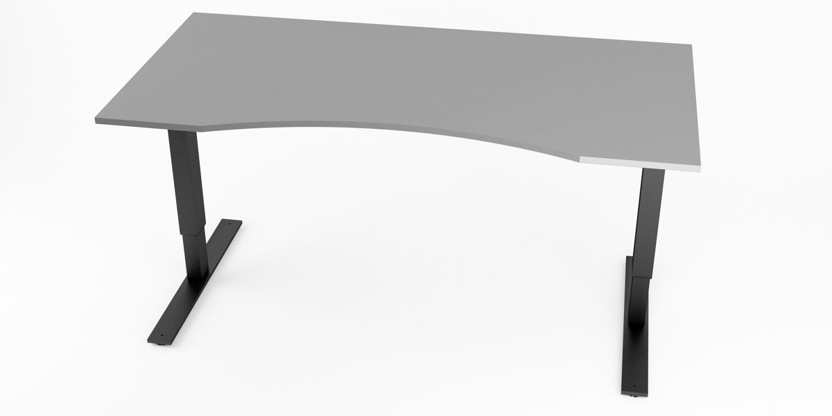 Skrivbord, grå m. maguttag, T-benstativ, Offix
