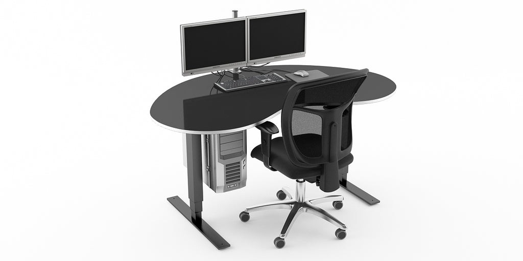 Gaming skrivbord med gamingstol, höj- och sänkbart elstativ, Offix