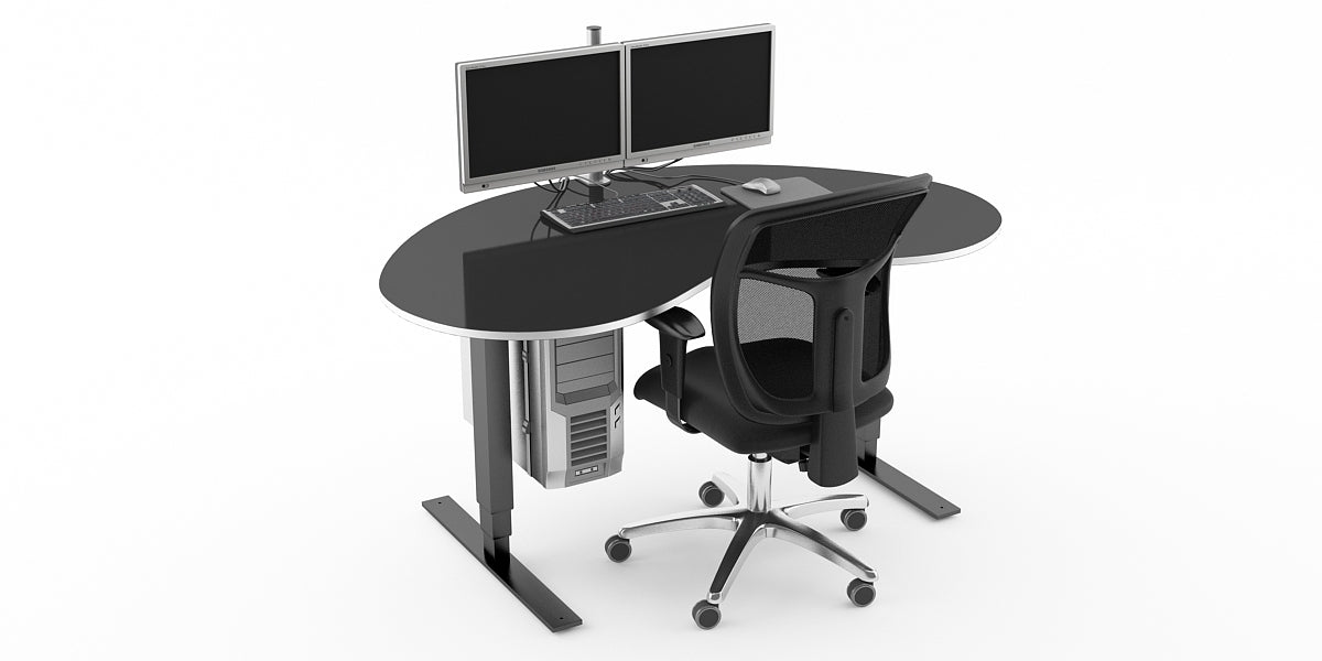 Gaming skrivbord med gamingstol, fast stativ, Offix