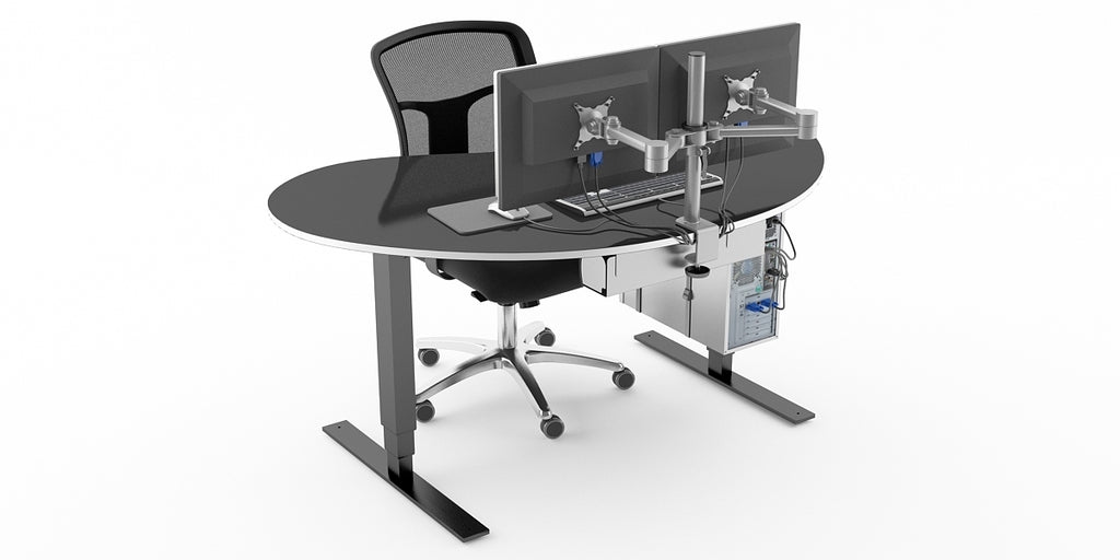 Gaming skrivbord med gamingstol, höj- och sänkbart elstativ, Offix