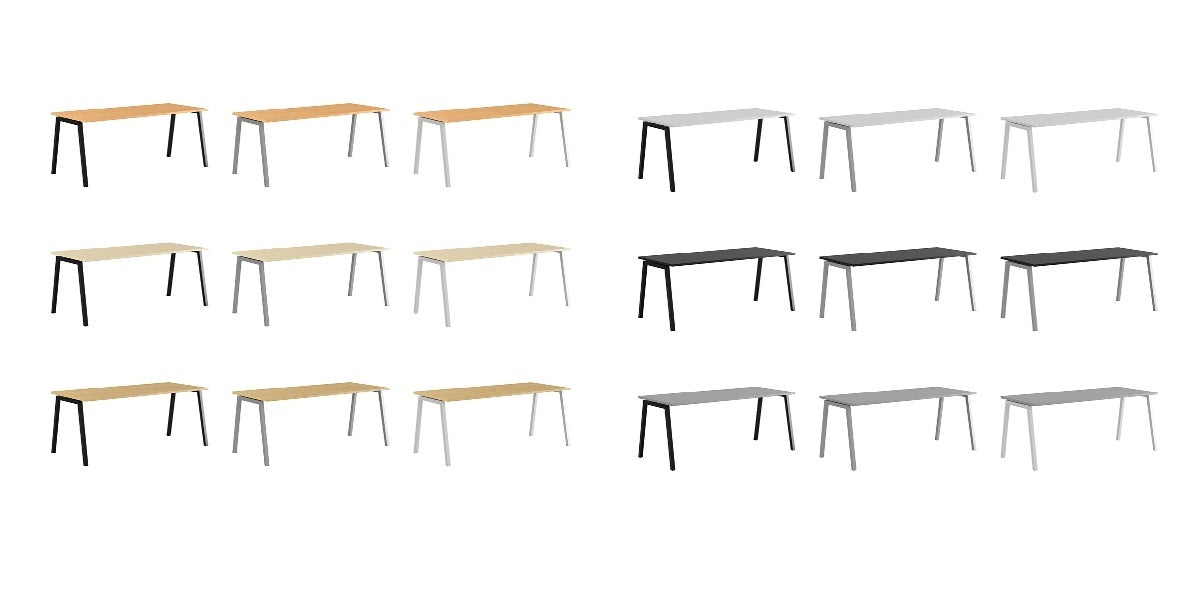 Skrivbord, rektangulärt, A-stativ, björk, Offix